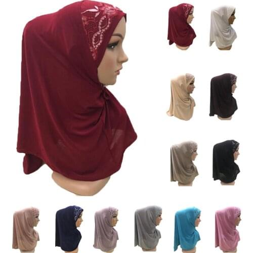 Full Cover Amira Hijab Lace Scarf Muslim Women Head Wrap Shawl Islamic Headscarf One Piece Turban Prayer Ramadan Middle East New