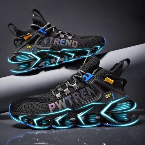 New Arrivals Men Blade Reflective Running Shoes Trendy Cushioning Breathable Sneakers Outdoor No-slip Hard-wearing Jogging Shoes
