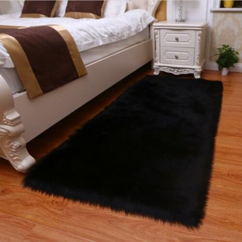 Bedroom Fluffy Rugs Kids Room Balcony Window Mats Solid Fluffy Area Rug Faux Fur Carpet Living Room Artificial Sheepskin Carpet