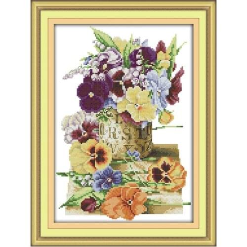 Pansy 2 cross stitch kit aida 14ct 11ct count printed canvas stitches embroidery DIY handmade needlework
