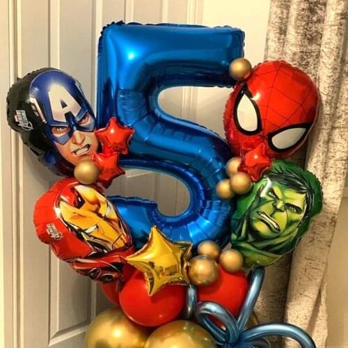 5Pcs MARVEL Super Hero Balloon Set Spiderman Aluminum Foil Balloons Kids Birthday Party Decoration Baby Shower Iron Man Balloons