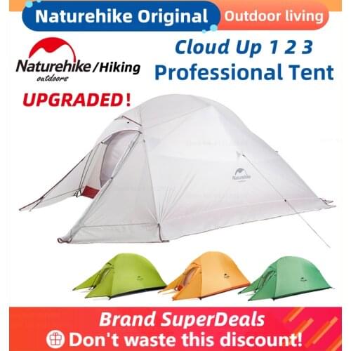 Naturehike Camping Tent Cloud Up 1 2 3 Upgraded Ultralight Waterproof Outdoor Hiking Nylon Tent Backpacking Tents With Free Mat