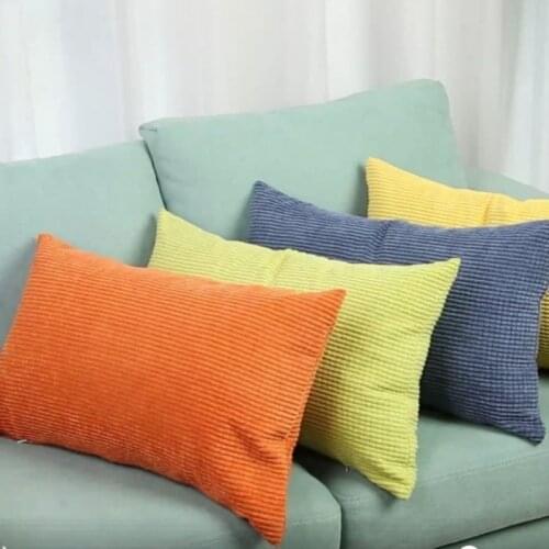 Corn Velvet pillow case Solid Color Sofa Waist Pillow Covers Rectangular Chair Backrest Back Cushion Cover without Core