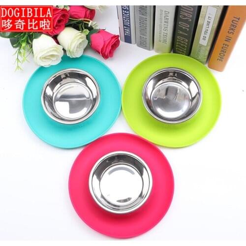 DOGIBILA New round silicone pet bowl Portable environmental protection and non-toxic antiskid Dog food