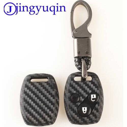 Jingyuqin New Arrival Carbon Silicone Car Key Case Cover For Honda Accord 2003 2004 2005 2006 2007 2/3B