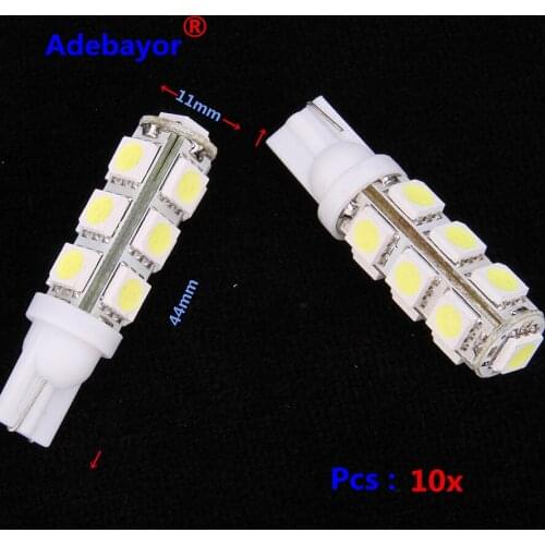 Wholesale 10pcs T10 DC 12V 5050 SMD 13 LED White Car Side Wedge Light Bulbs LED Lamp White car accessories Adebayor