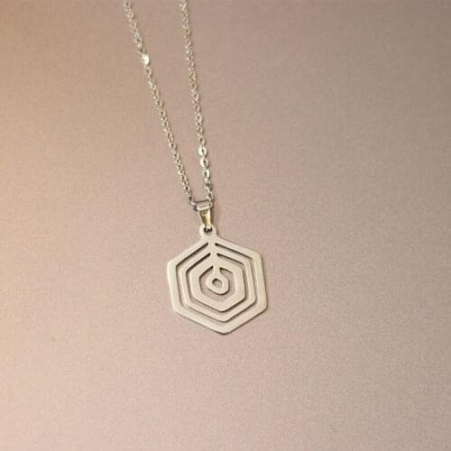 New Big Hexagon Stainless Steel Custom Necklace Geometric Pendants Necklaces Women Men Fashion Minimalist Science Jewelry Gift