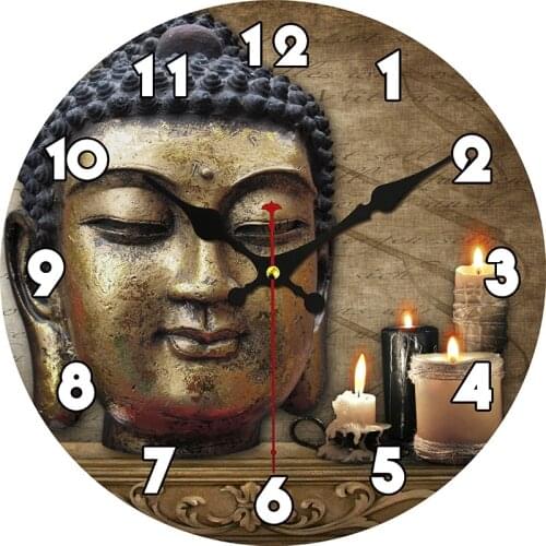 Religious Bronze Buddha Candle Clock Rustic Spiritual Buddha Statue/lotus Office Kitchen Home Silent Wall Clocks