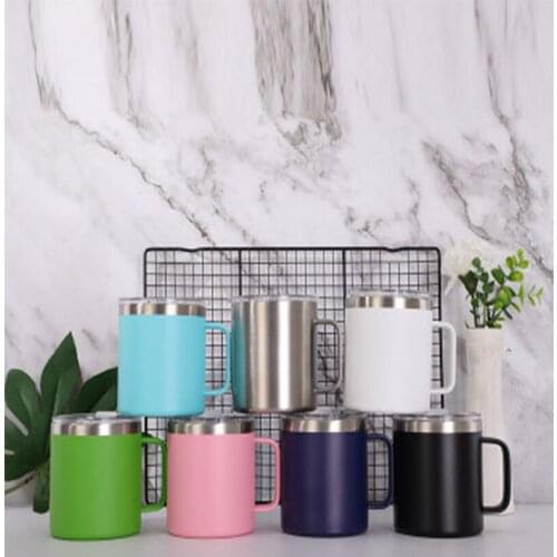 Hot Sale 12oz Stainless Steel Coffee Mugs With Handle Car Cup 9 Colors Double Vacuum Portable Thermos Home Supplies For Travle