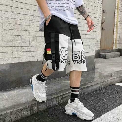 Streetwear Men Shorts Match Color Black Japanese Harajuku Fashion Shorts Hip Hop Casual Joggers