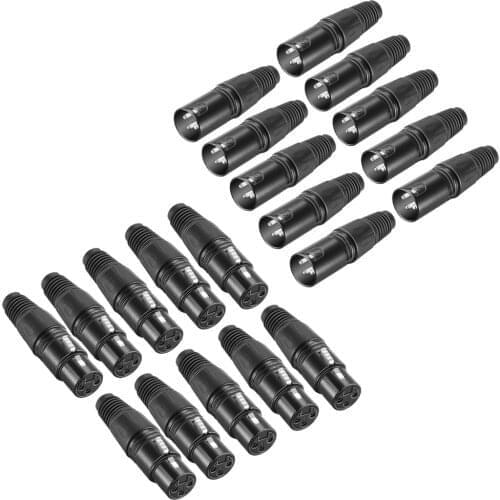 Neewer 20-Piece 3 Pin XLR Mic Snake Plug Connector - 10 Male and 10 Female Plug Cable Connector Microphone Audio Socket