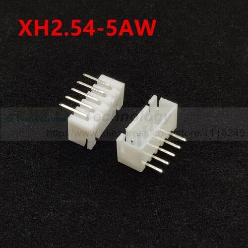 50pcs/lot XH2.54-5AW XH2.54 male connector right angle PIN header 2.54 mm 5pin free shipping