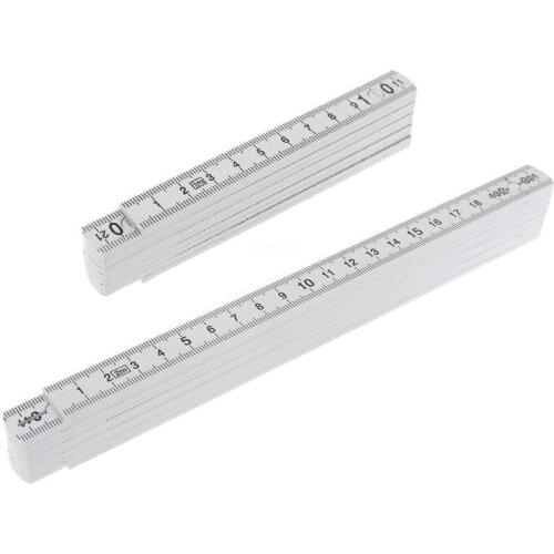 OOTDTY 1M 2M 10-parts Folding Carpenters Ruler Lightweight Compact Measuring Stick Slide Fold Up for Woodworking