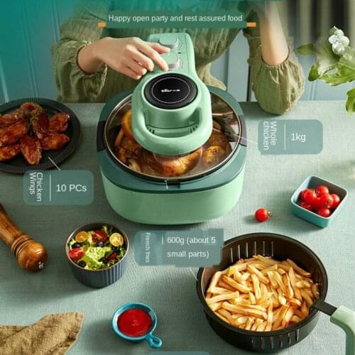 Air frying pan with visible glass cover, household easy to clean heating plate, automatic oil-free electric frying machine, doub