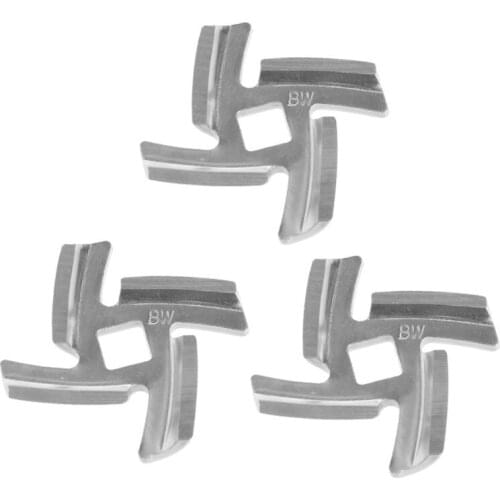 3pcs/set Mincer Knife Replacement Stainless Steel 4 Blade Square Hole Meat Grinder Parts