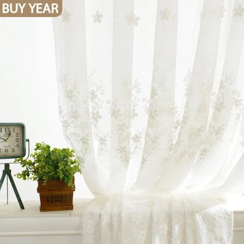 Modern Minimalist Curtains for Living Dining Room Bedroom Idyllic Embroidery Fabric WhiteCurtain Modern Fashion TulleCustom Made