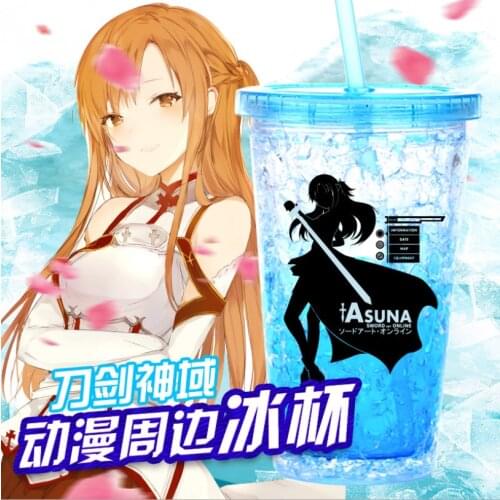 Anime Ice cup Crushed ice cup Yuuki Asuna cosplay Fate/stay night Cute and fresh plastic drinking cup with straw Tokisaki Kurumi