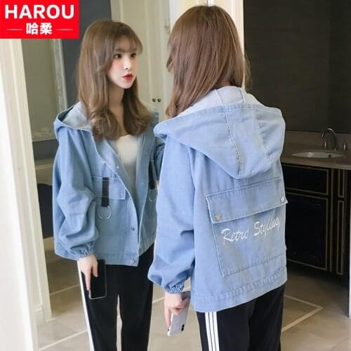 Thin Denim Jacket Girls' Spring and Autumn Clothing New Junior High School Students Korean Style Loose Easy Matching Clothes