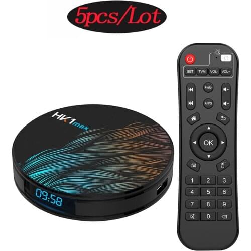 5pcs Lot Android 9.0 HK1 MAX Smart TV Box 2.4G/5G Wifi Quad Core 4K Mini Media Set Top Box BT 4.0 TV Receiver HK1MAX 2GB 4GB