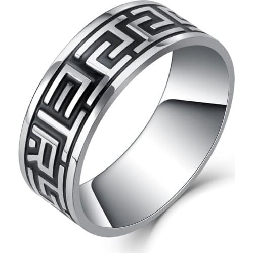 Vintage 316L Stainless Steel Ring for Men And Women Never Fade Power Lucky "Om Mani Padme Hum" Sanskrit Buddhist Mantra Ring 8mm