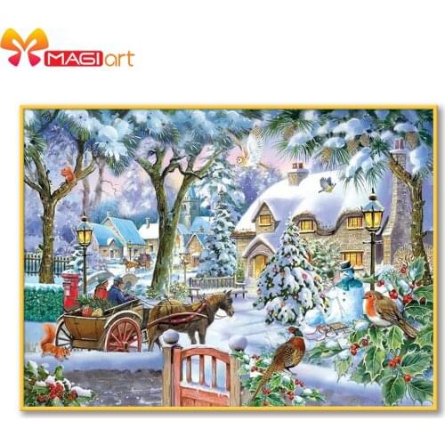 Cross stitch kits Embroidery needlework sets 11CT water soluble canvas patterns 14CT Full Merry Christmas Town NCMC109
