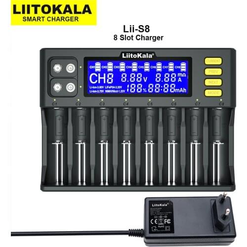 Liitokala Lii-500 Lii-PD4 Lii-500S Lii-S8 Lii-600 LCD 3.7V 18650 18350 18500 21700 14500 26650 AA NiMH Lithium-Battery Charger
