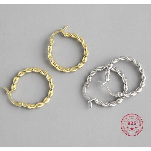 Hot Selling 925 Sterling Silver Earrings Retro Old Woven Twisted Female Jewelry Fashion Personalized Gold Plated Accessories