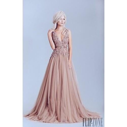 Open Back Evening Lace Appliques Elegant Women Special Occasion Formal Party Gown robe de soire mother of the bride dresses