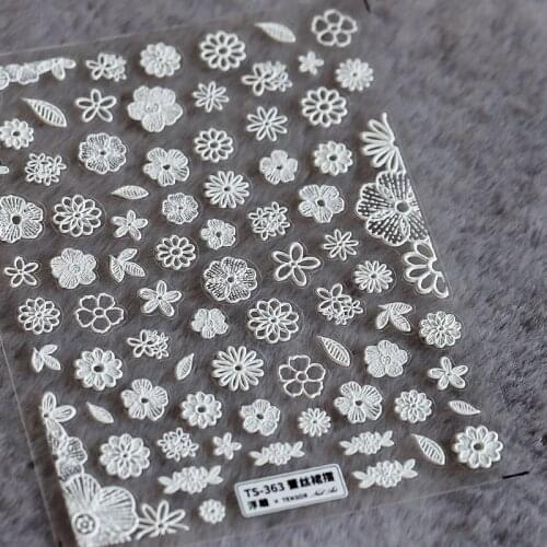 1pcs nail stickers 3D pink flowers 5D three-dimensional embossing flowers nail decals art decoration tools