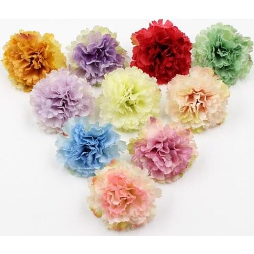 10pcs/lot 5CM artificial flower silk carnation flower head wedding home party decoration DIY garlands scrapbook craft fake flo
