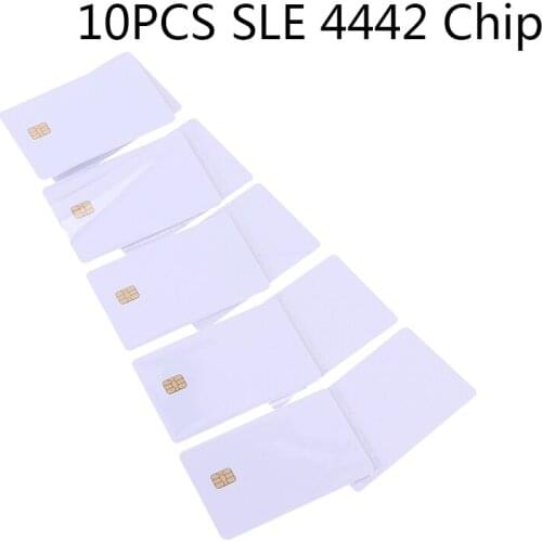 10PCS/lot Contact IC Card With SLE 4442 Chip With Hico Magnetic Stripe 2 in 1 Blank PVC IC Cards