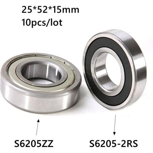 10pcs/lot S6205ZZ S6205-2RS stainless steel 440C deep groove ball bearing 25*52*15 mm 6205 S6205 2Z 2RS 25x52x15 bearings