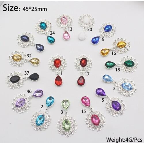 YWXINXI 10Pcs New Flatback Brooch Pendant 26*46mm Beautiful Alloy crystal Diy Jewelry Accessories craft production wholesale