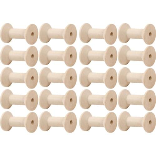 20x Wooden Bobbins Thread Spools Empty Sewing Cross Stitch Textile Wire Twine DIY Wood Crafts Storage Coils