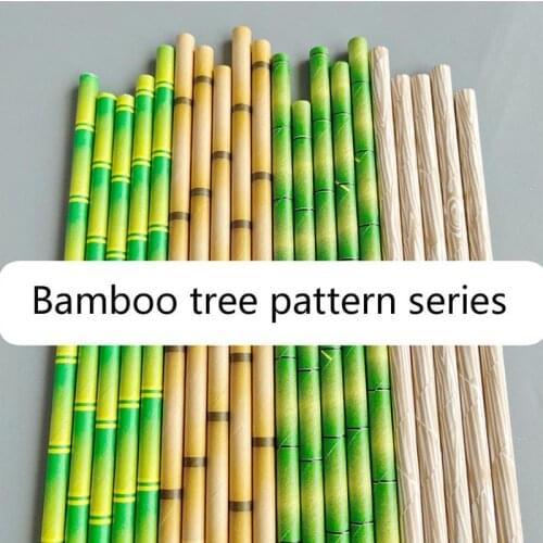 25pcs Bamboo Paper Straw Reusable Drinking Tubes Party Supplies Cocktail Drink Decoration Accessory Multifunctional Straws Spot