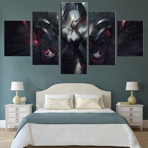 5 piece LOL Coven Morgana Pictures League of Legends Game Poster Wall Paintings for Home Decor framed