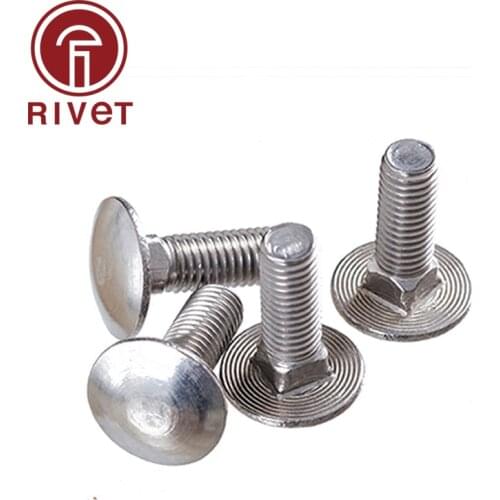 50/100 PCS M6 M8 M10 M12 316 DIN603 ISO8677 GB14 Stainless Steel Full Thread Shelf Mushroom Square Head Neck Bolt Carriage Screw