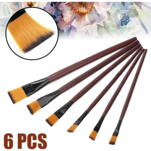 6pcs/set 210-236mm Nylon Flat Artist Paint Brushes Set Oil Acrylic Artist Paint Brushes for Acrylic Painting Oil Painting