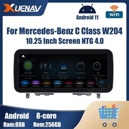 10.25 Inch Screen Android 11 GPS Navigation player For Mercedes Benz C Class W204 Car Radio Navigation 2 din