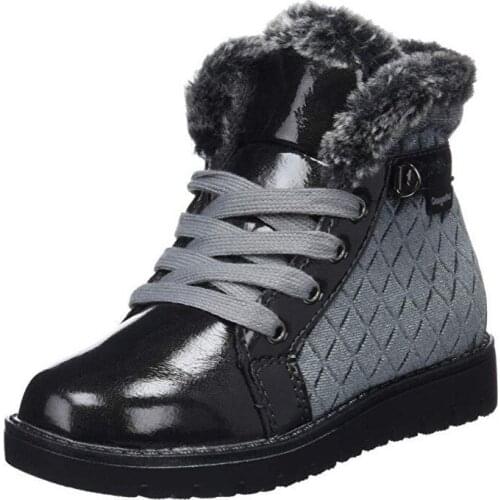 Girls boots in velvet and patent leather