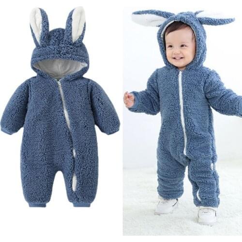 2021 Winter New Romper For New Born Warm Infant Toddler Hooded Bodysuits Autumn Baby Jumpsuit Baby Boys Girls One-Pieces Rompers