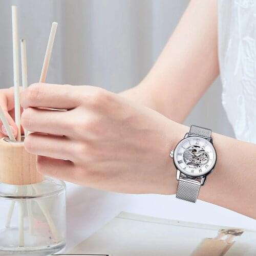FORSINING Womens Silver Watch