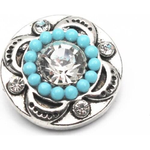 Hot Sale 6pcs/lot Rhinestone Round Snap Buttons Crystal Silver Snap Charms Fit 18mm/20mm Snap Bracelet DIY Jewelry
