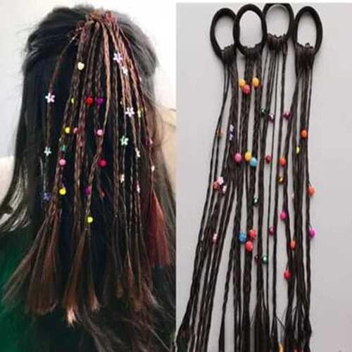 1pc Children Wig Braids Multi-color Mini Clip Kids Elastics Hair Bands Girl Cute Hair Accessories Korean Style Hair Rope