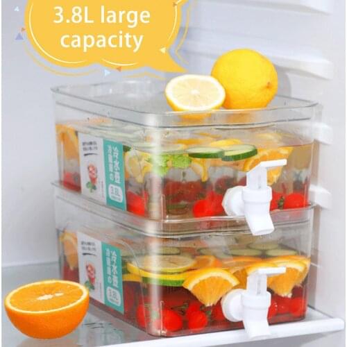 3.8L LargeCapacity Tea Cold Water Bucket Beverage Container with Spigot Drink Dispenser Kitchen Lemonade Jug Drinkware Container