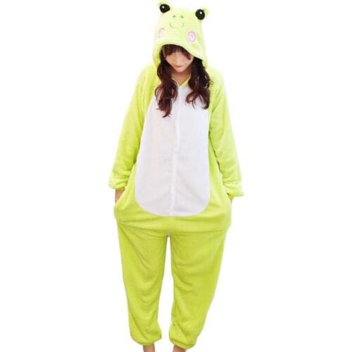 Kigurumi Costume Frog Adult Animal Cosplay Onesie Lovely Warm Women Men Anime Party Disguise Hooded