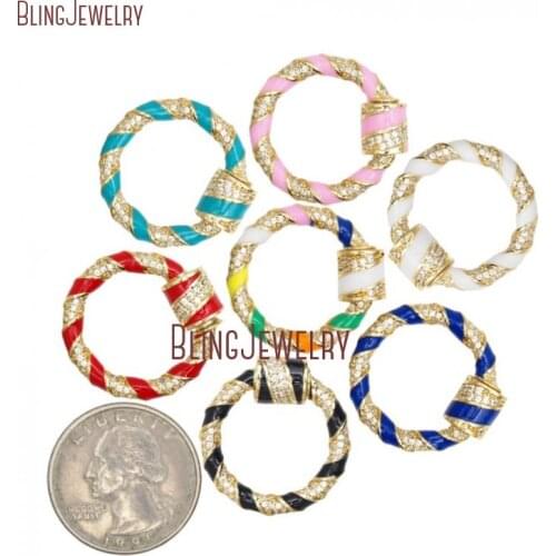 Round Carabiner Lock Enamel Screw Clasp Jewelry Making FC32914