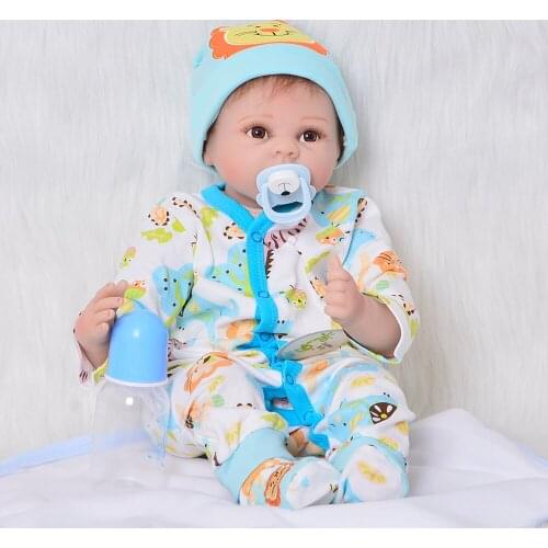New Silicone Vinyl Reborn Babies Dolls 22Inch 55 cm Realistic Newborn Baby Doll with Cotton Body Open Mouth Boy Gift Playmates