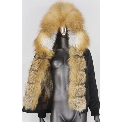 BLUENESSFAIR 2020 Bomber Waterproof Parka Winter Jacket Women Real Fox Fur Coat Natural Fox Raccoon Fur Collar Hood Removable