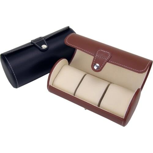 New Arrivals Creative PU Leather Watch Boxes Portable Travel Watch Case Roll 3 Slots Wristwatch Box Storage Fashion Watch Boxes